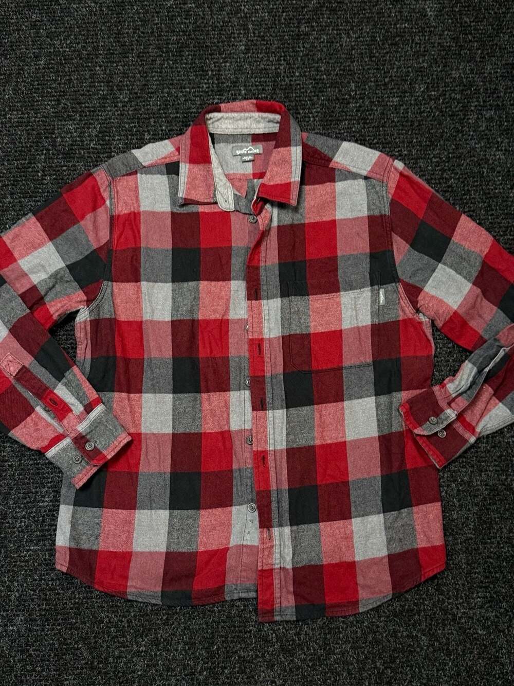 Workwear Fall Cabincore Buffalo Plaid Eddie Bauer Men's Red Black And Gray Plaid